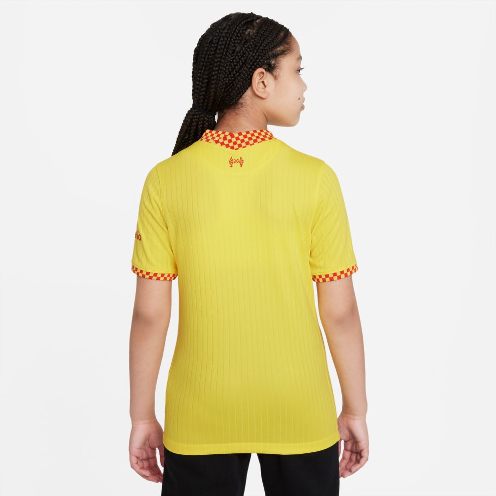 Nike 2021-22 Liverpool Youth Third Jersey - Yellow (Model - Back)