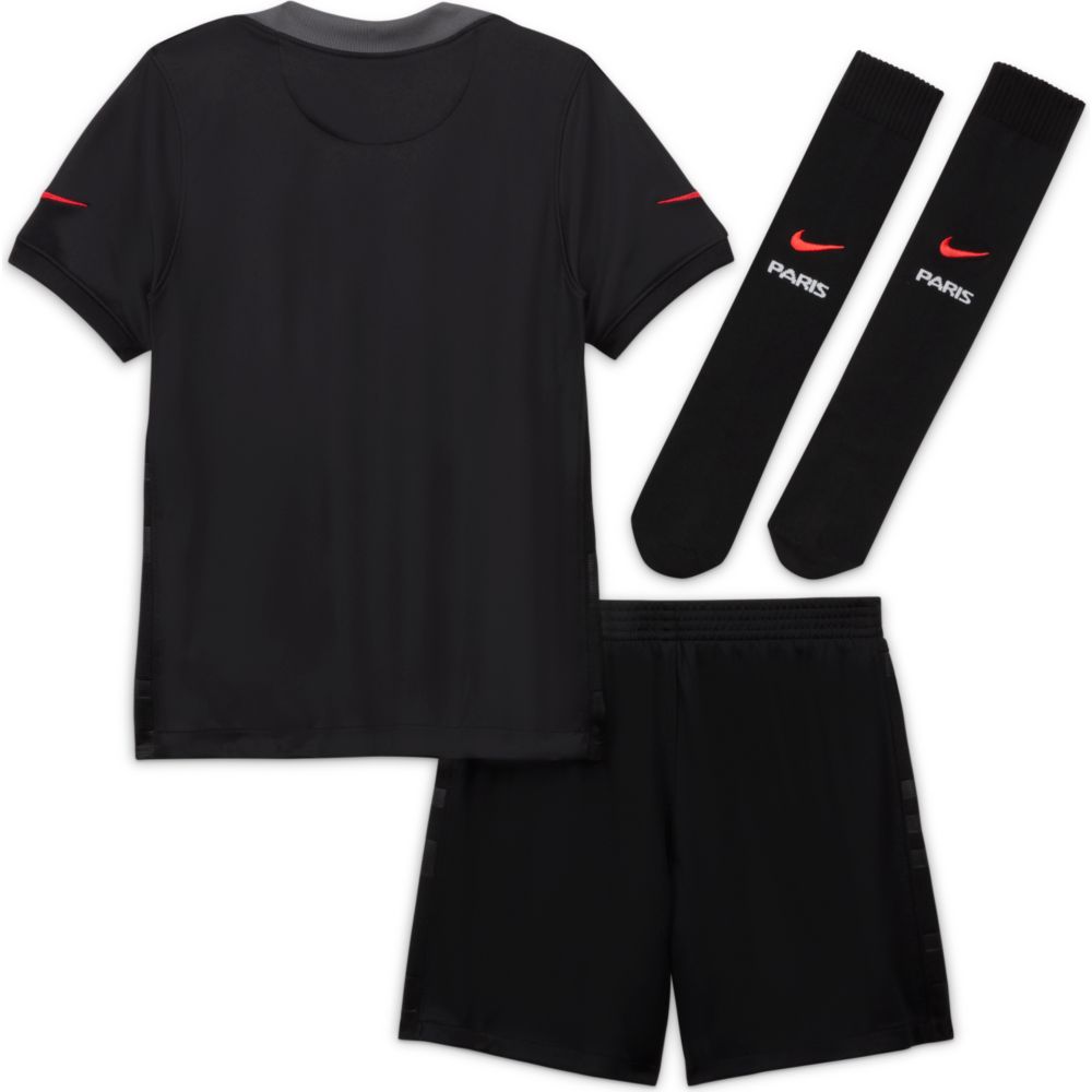 Nike 2021-22 PSG Little Kids Third Kit - Black (Set - Back)
