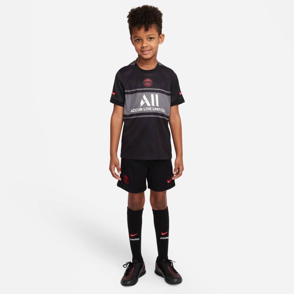 Nike 2021-22 PSG Little Kids Third Kit - Black (Model - Front)