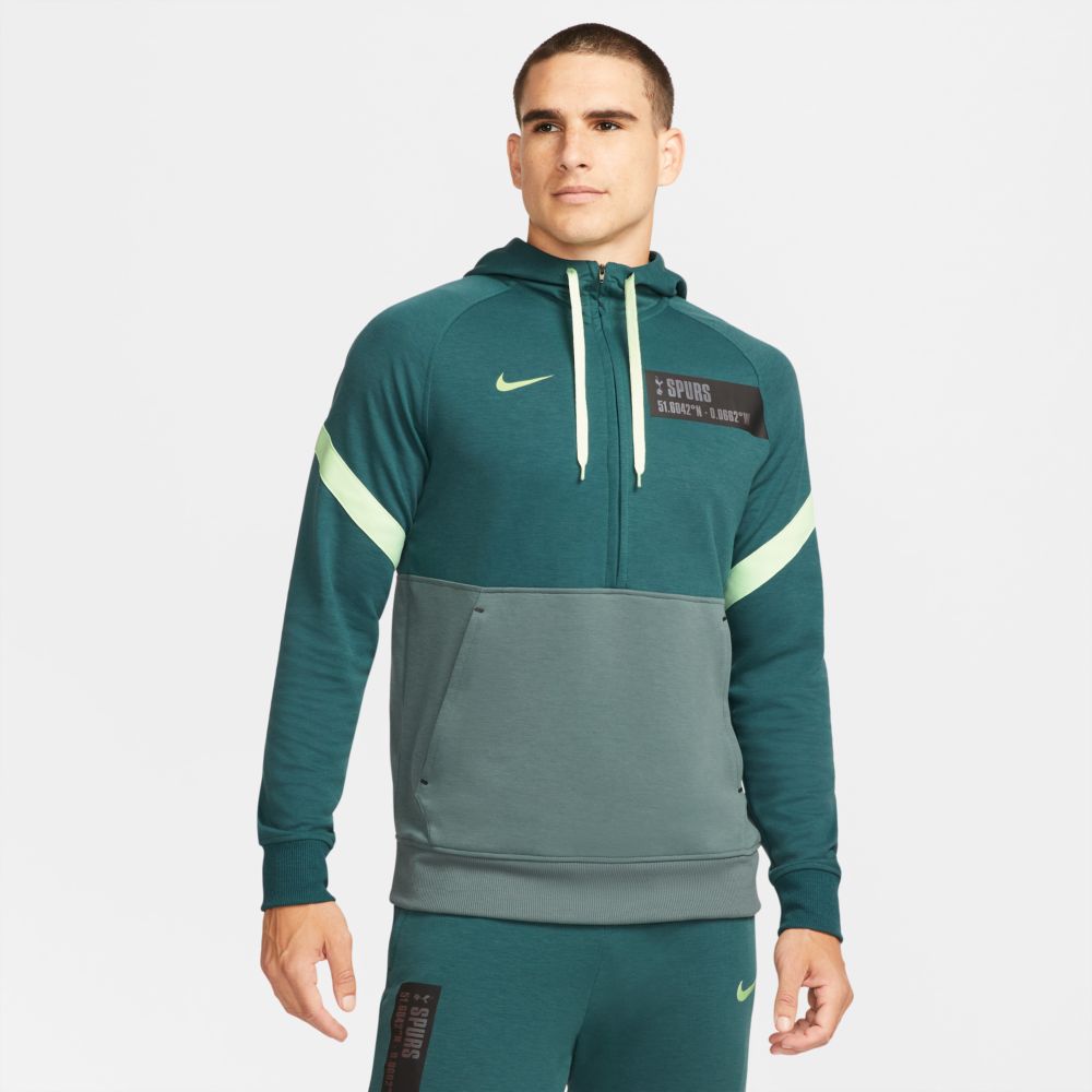 Nike 2021-22 Tottenham Fleece Travel Hoodie - Dark Teal-Vapour Green (Model - Front)