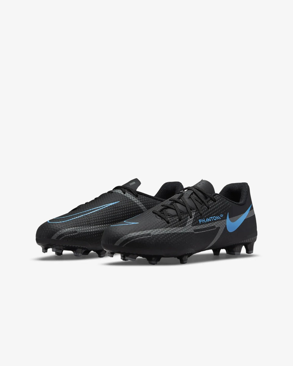 Nike JR Phantom GT2 Academy FG-MG - Black-Blue (Pair - Diagonal)