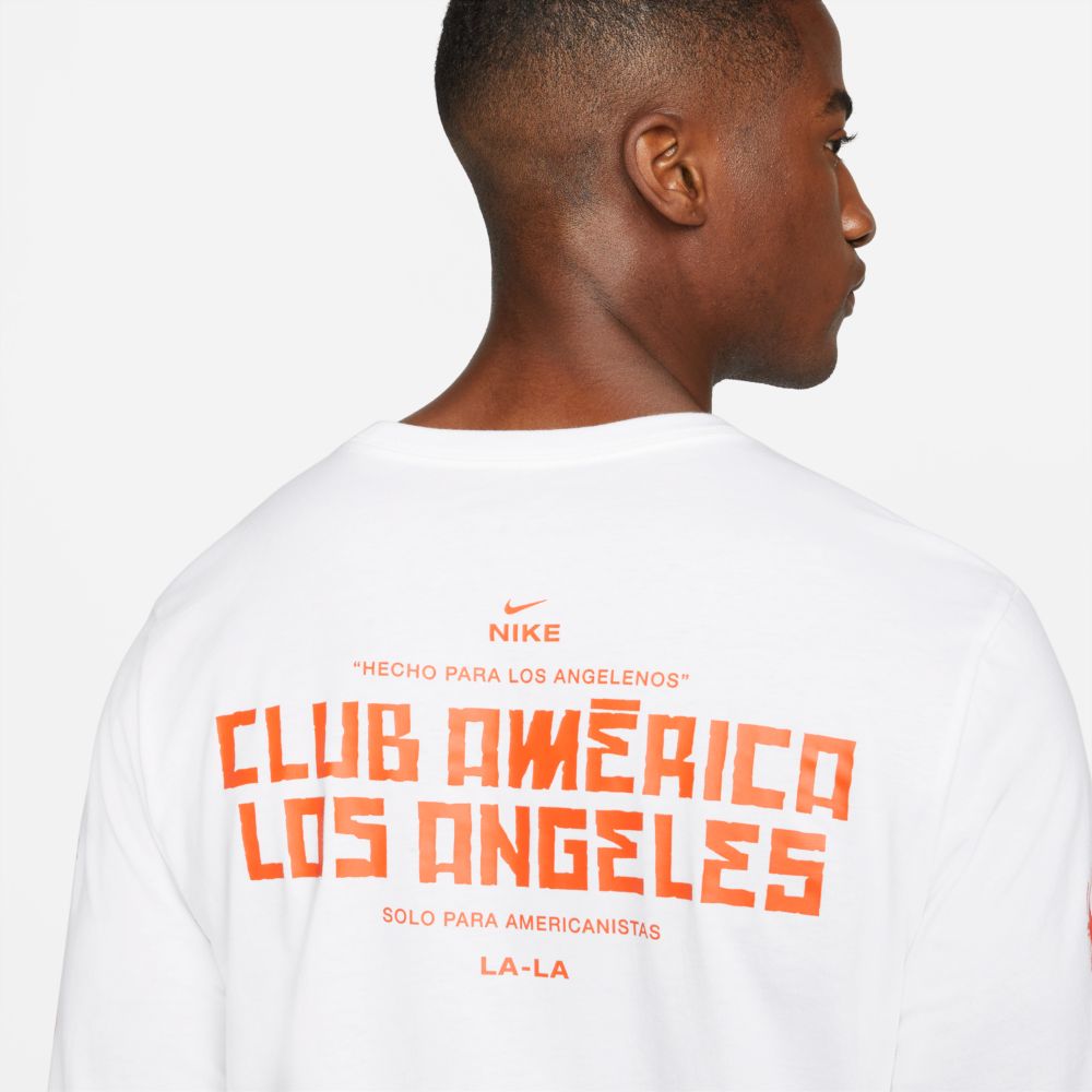 Nike 2021-22 Club America Long-Sleeve Voice Tee LAxLA - White-Orange (Detail 2)