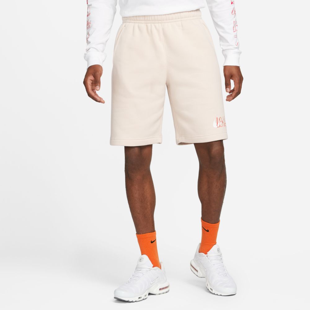 Nike 2021-22 Club America Fleece Park LA Shorts - Desert Sand (Model - Front)
