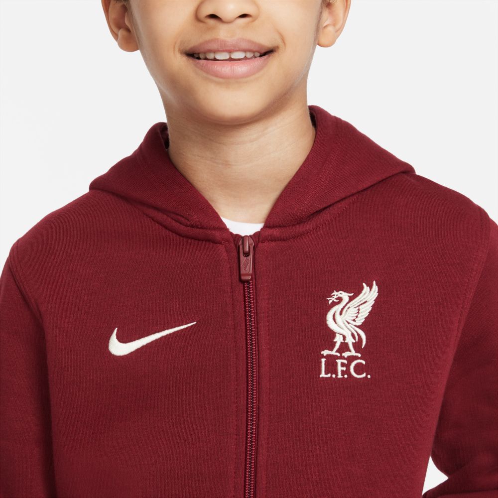 Nike 2021-22 Liverpool Youth Full-Zip Hoodie - Team Red (Detail 2)