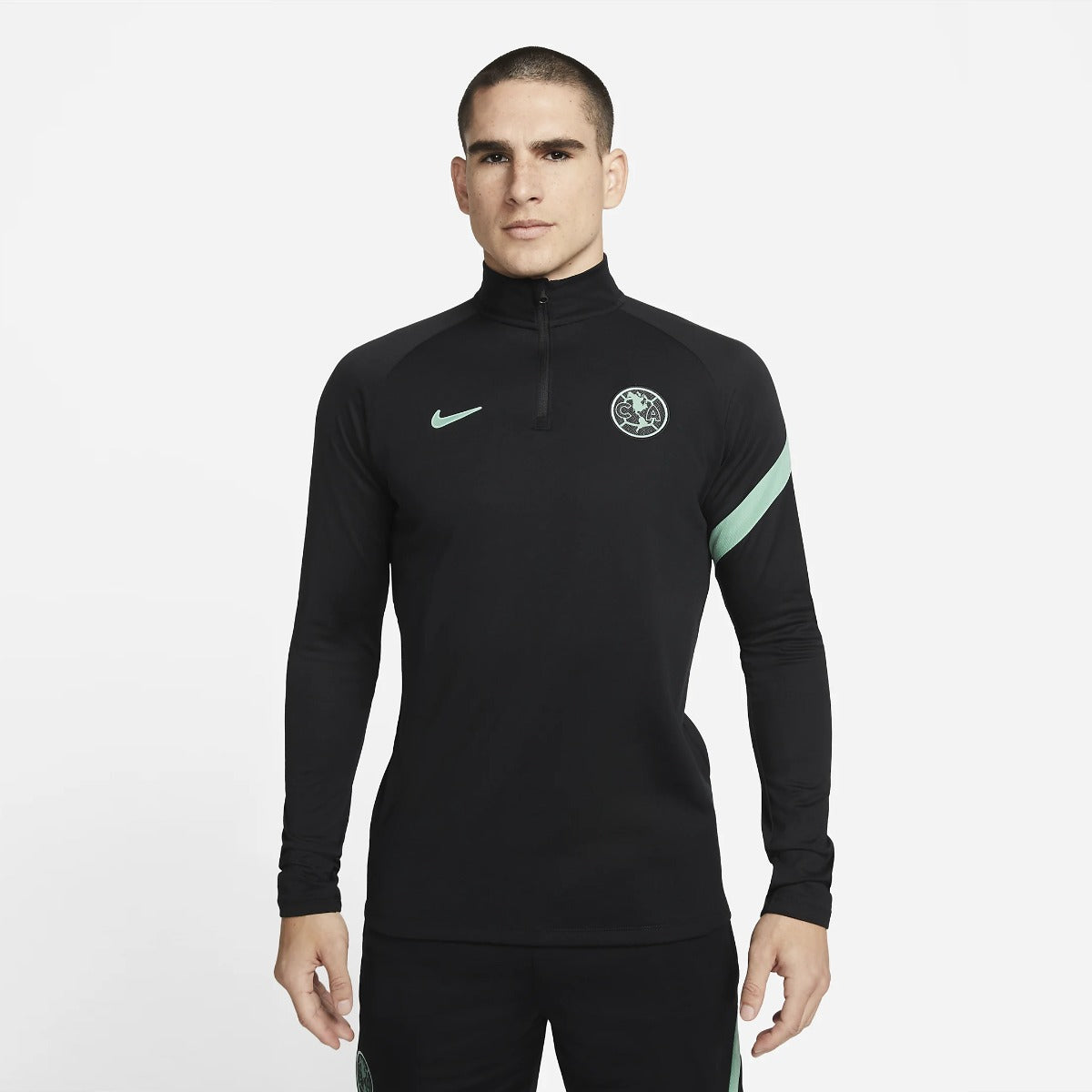 Nike 2022 Club America Academy Pro Drill Top - Black-Healing Jade (Model - Front)