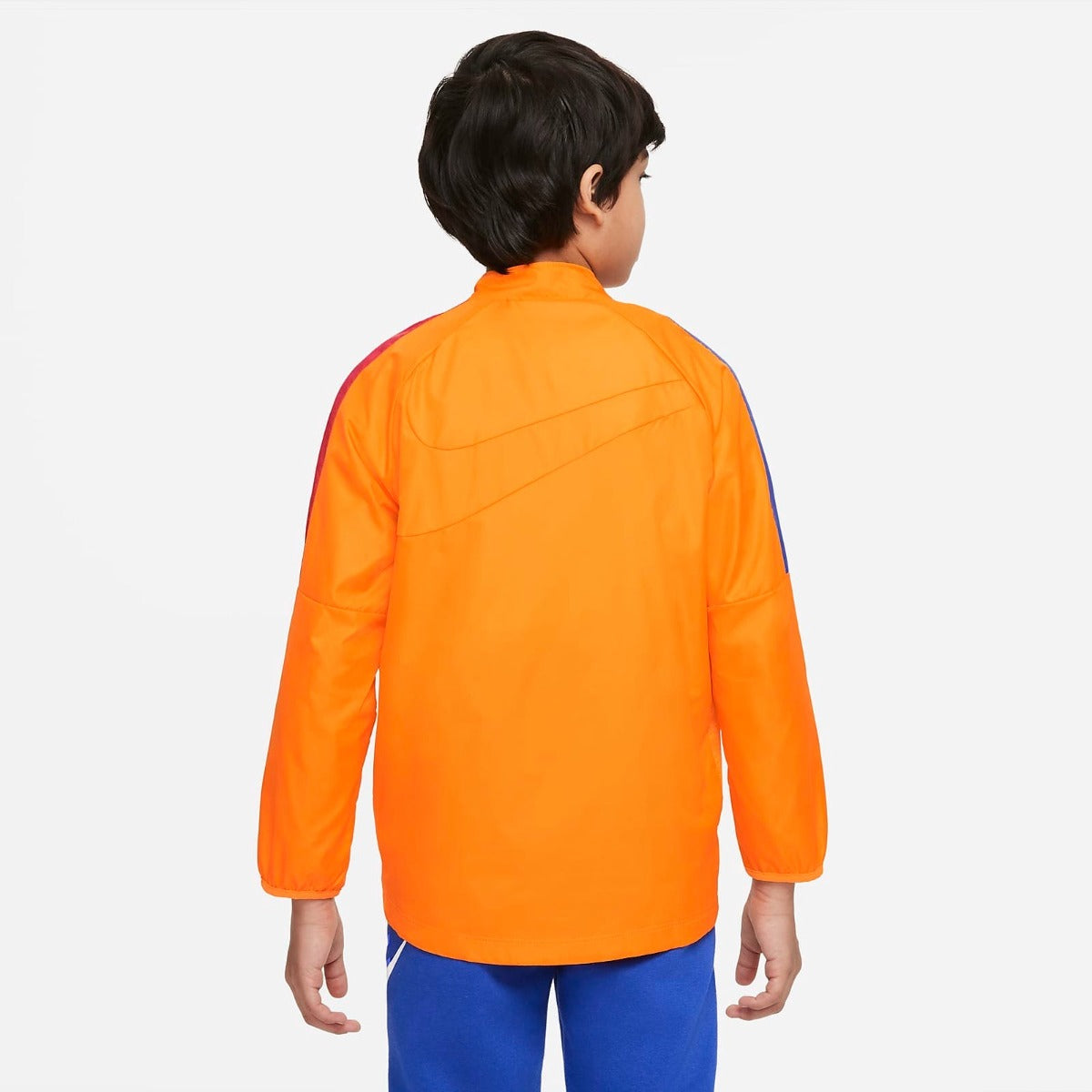 Nike 2022 FC Barcelona Youth Academy Repel AWF Jacket - Orange-Red-Royal (Model - Back)
