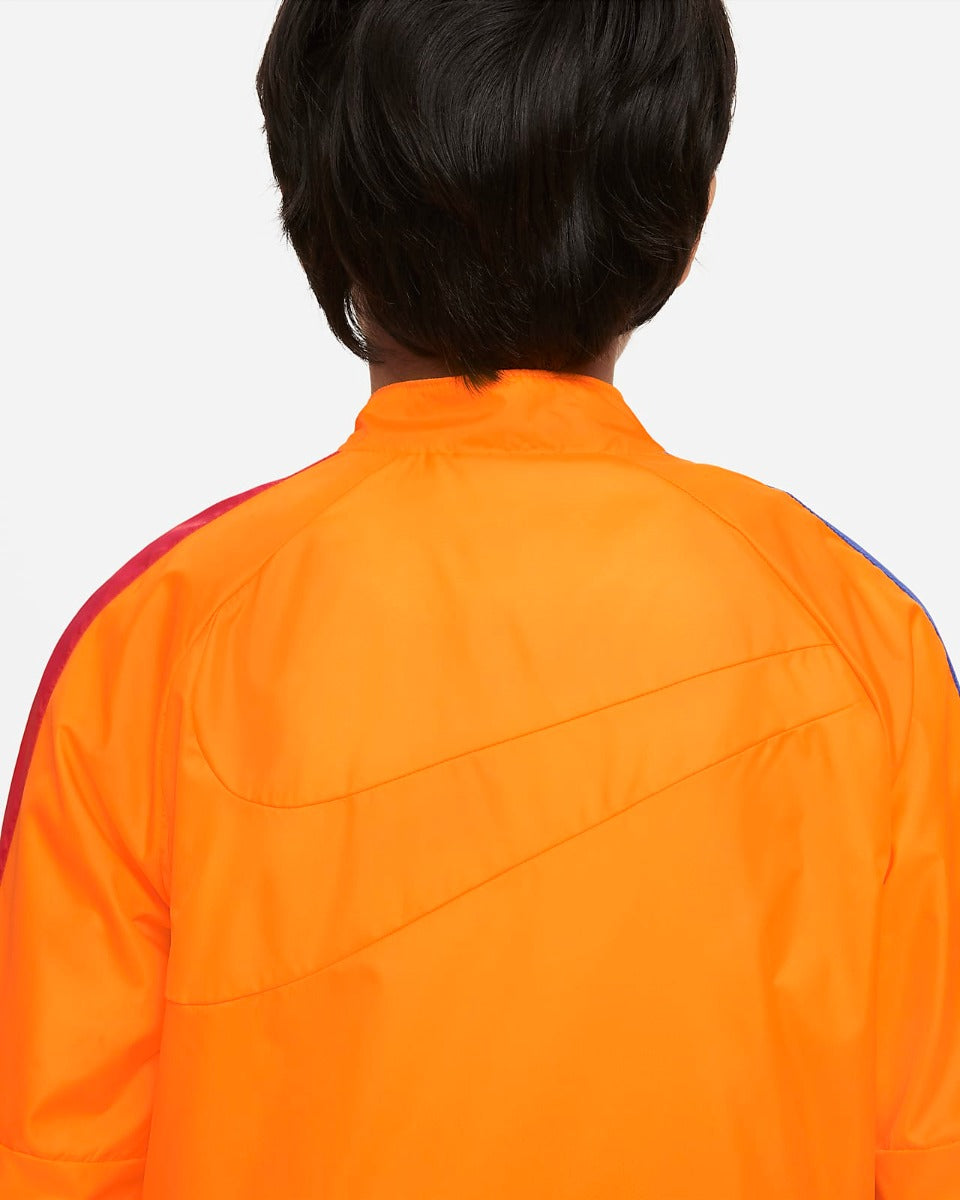 Nike 2022 FC Barcelona Youth Academy Repel AWF Jacket - Orange-Red-Royal (Detail 2)