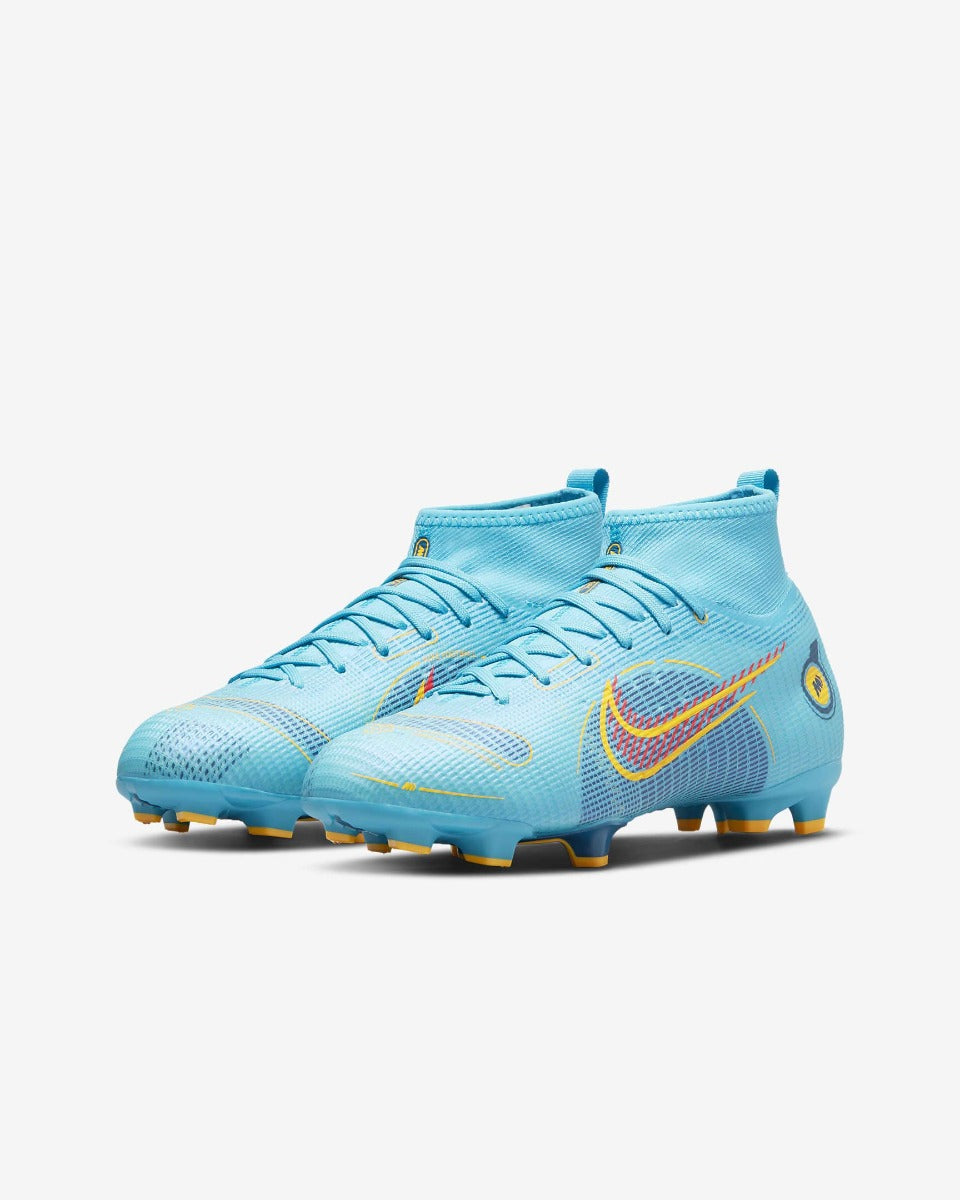 Nike JR Mercurial Superfly 8 Pro FG - Chlorine Blue-Laser Orange (Pair - Diagonal)