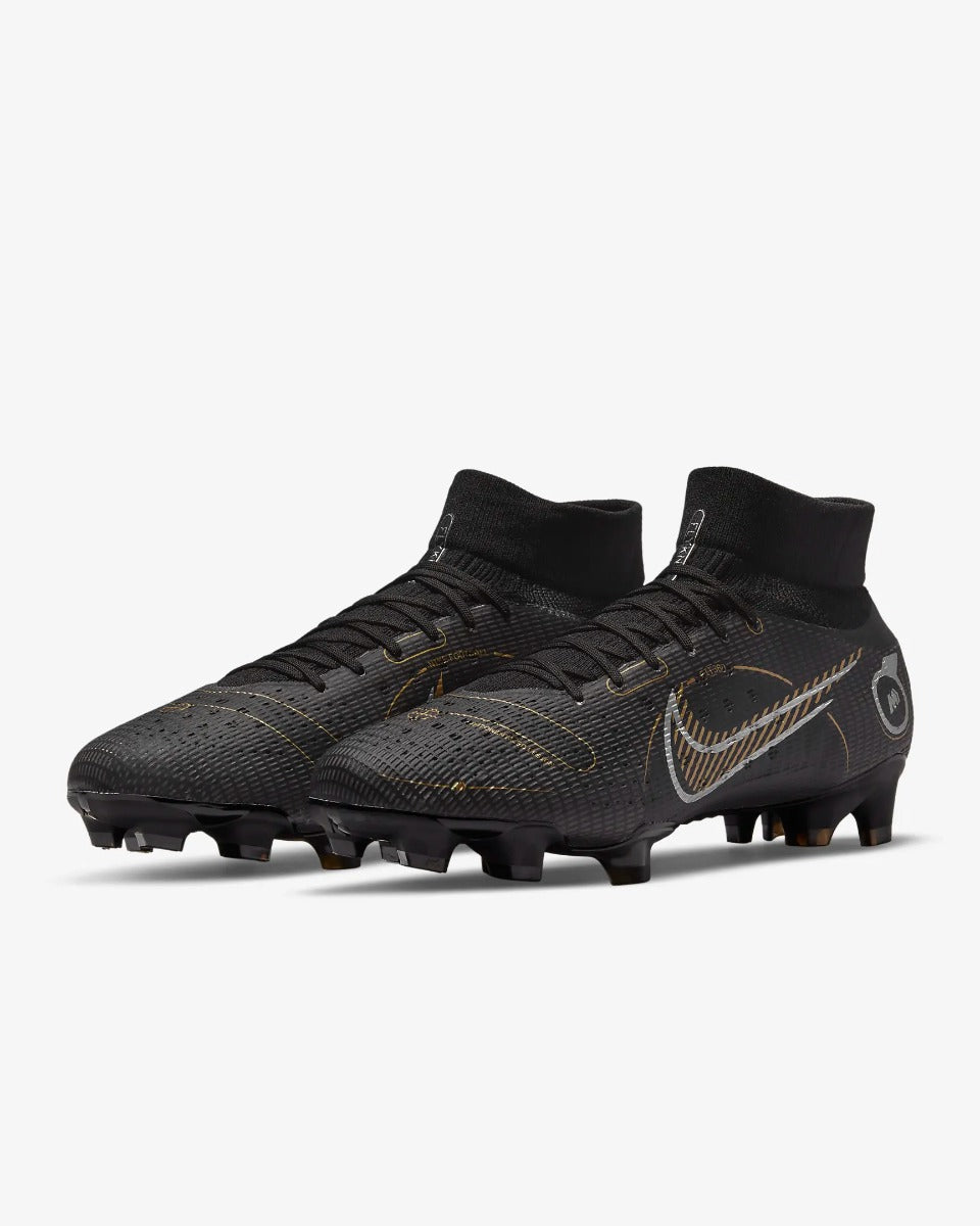 Nike Superfly 8 Pro FG - Black-Silver-Gold (Pair - Diagonal)