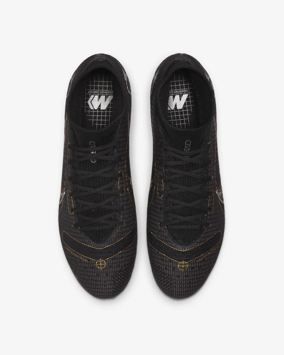 Nike Superfly 8 Pro FG - Black-Silver-Gold (Pair - Top)