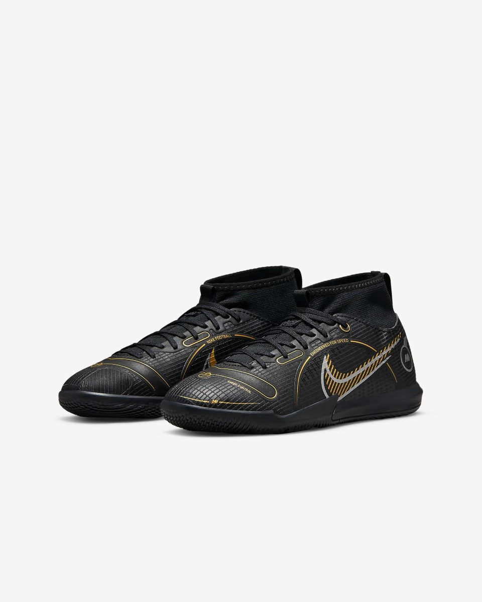 Nike JR Superfly 8 Academy Indoor - Black-Silver-Gold (Pair - Diagonal)
