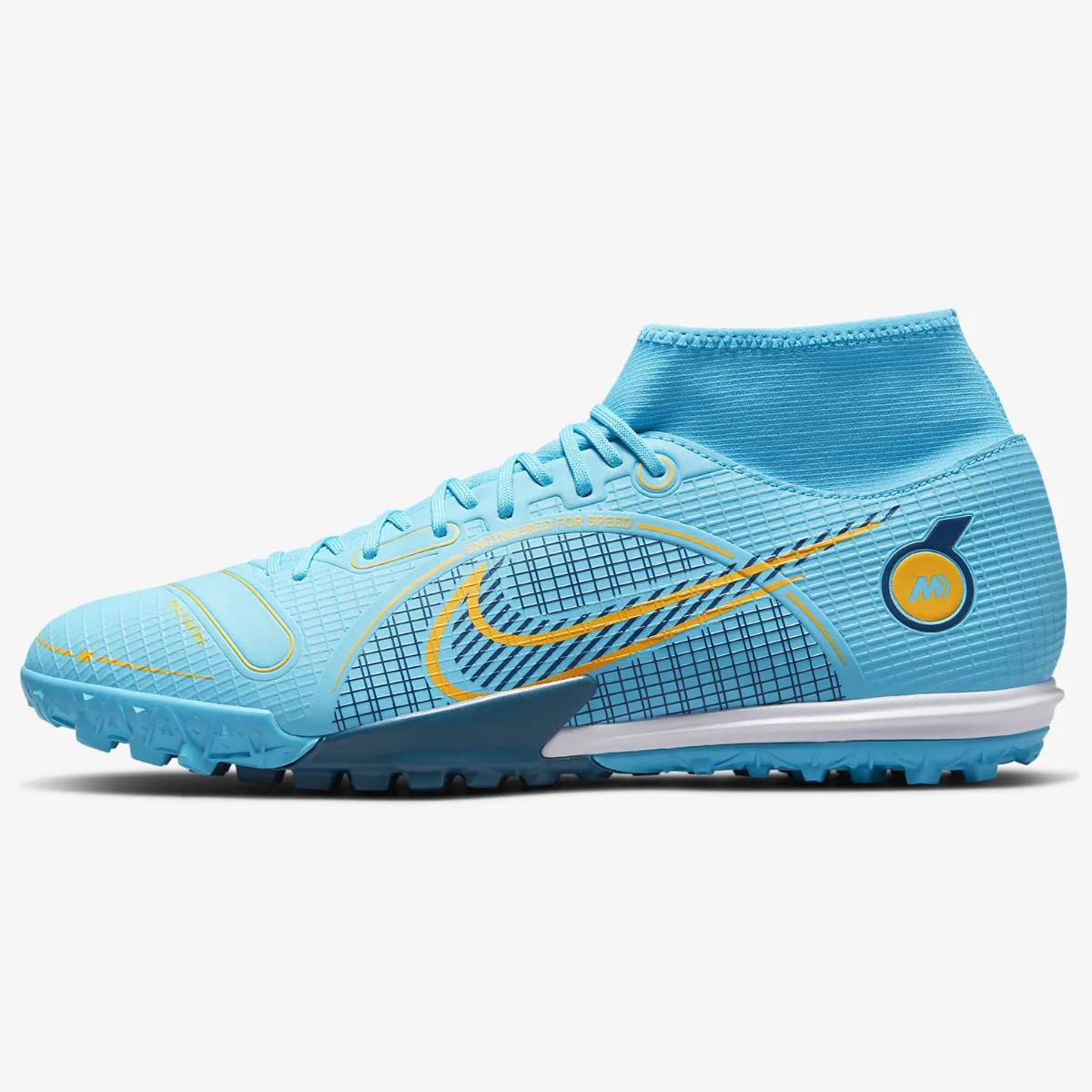 Nike Mercurial Superfly 8 Academy Turf - Chlorine Blue-Laser Orange (Side 1)
