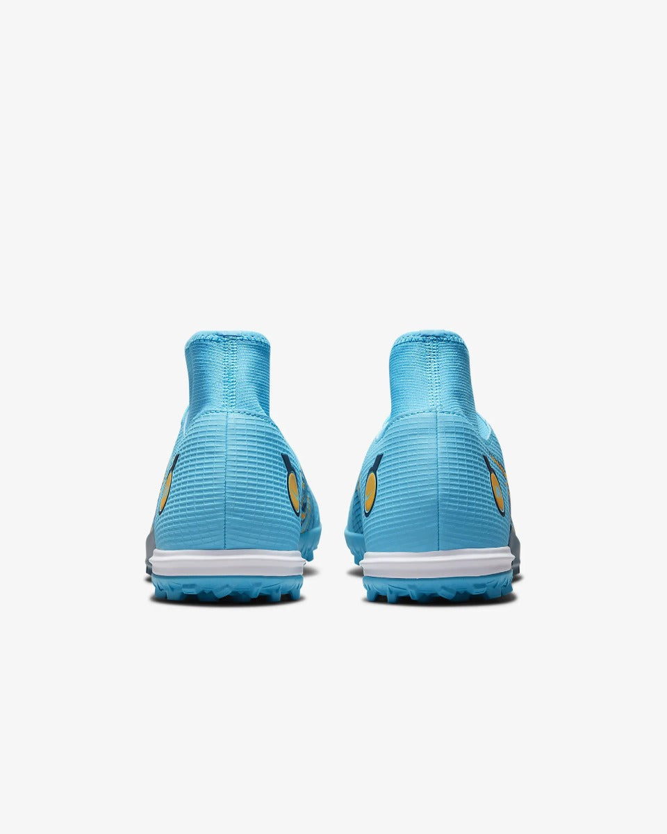 Nike Mercurial Superfly 8 Academy Turf - Chlorine Blue-Laser Orange (Pair - Back)