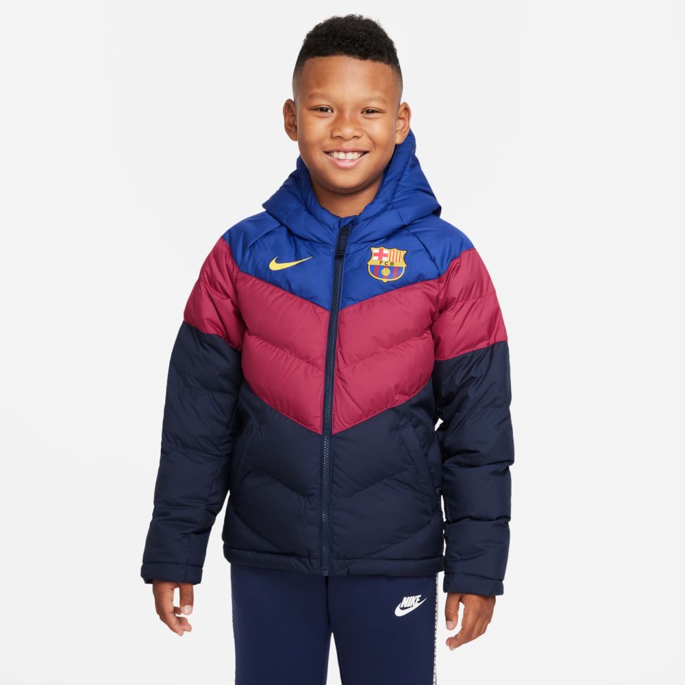 Nike 2021-22 Barcelona Youth NSW Synthetic Fill Jacket - Hyper Royal-Noble Red (Model - Front)