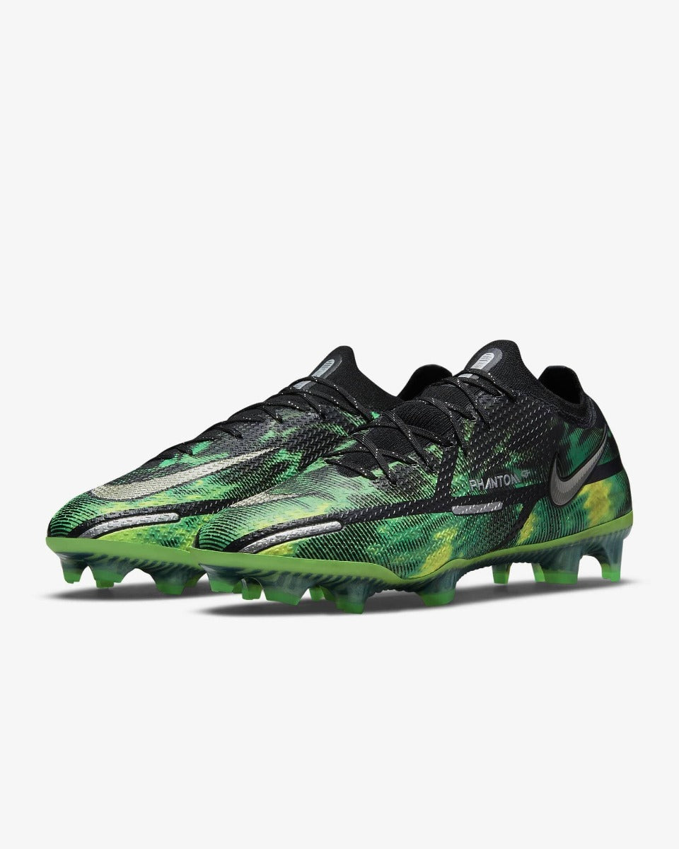 Nike Phantom GT2 Elite SW FG - Black-Green Strike (Pair - Diagonal)