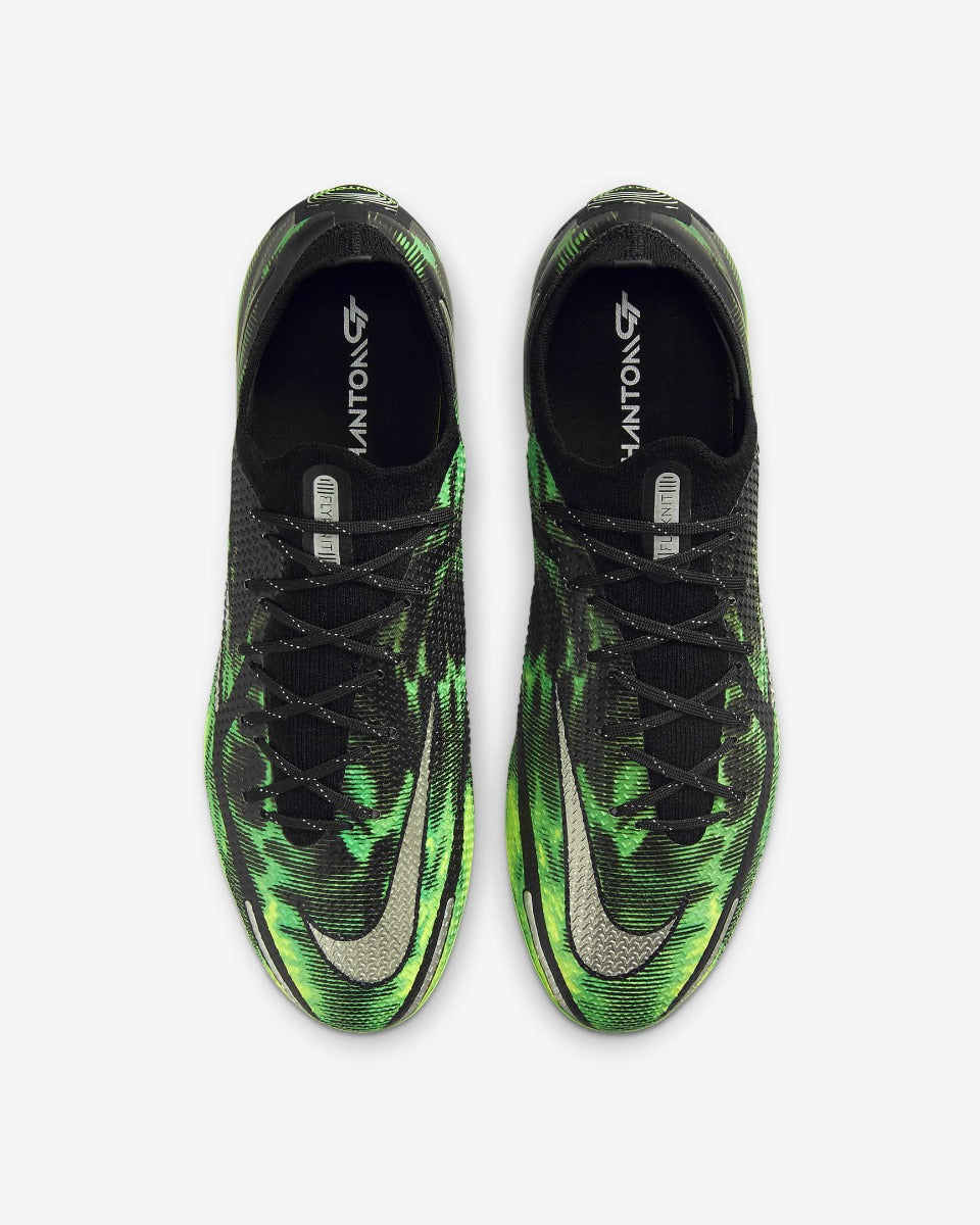 Nike Phantom GT2 Elite SW FG - Black-Green Strike (Pair - Top)