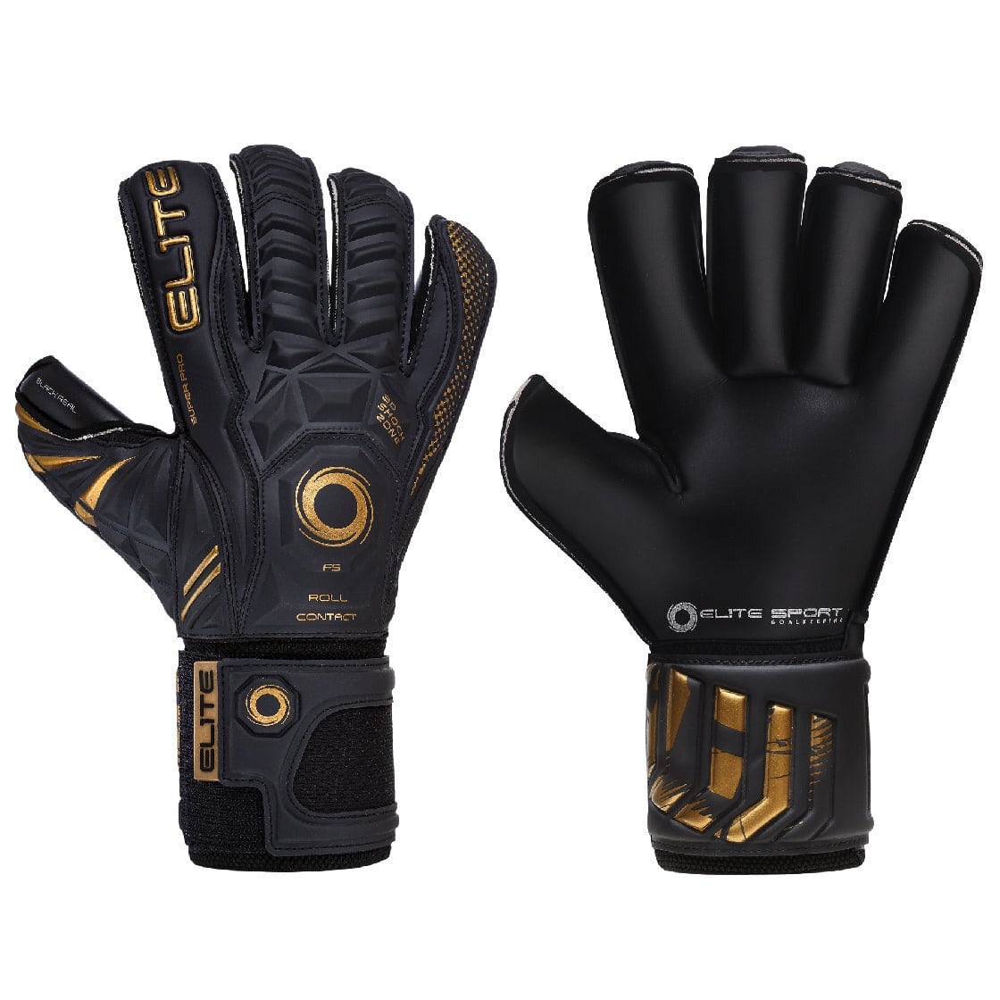 Elite Sport 2022 Black Real Goalkeeper Gloves - Black-Gold