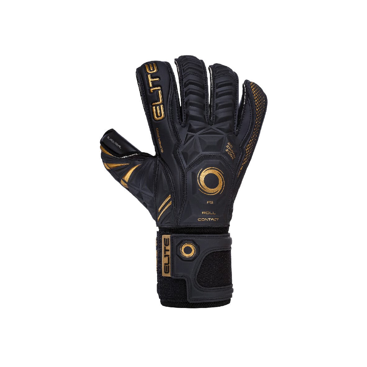 Elite Sport 2022 Black Real Goalkeeper Gloves - Black-Gold (Single - Outer)