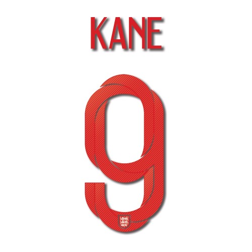 England 2018 Home Kane #9 Jersey Name Set