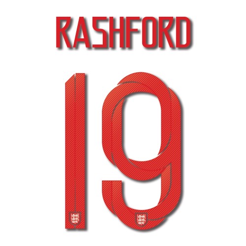 England 2018 Home Rashford #19 Jersey Name Set