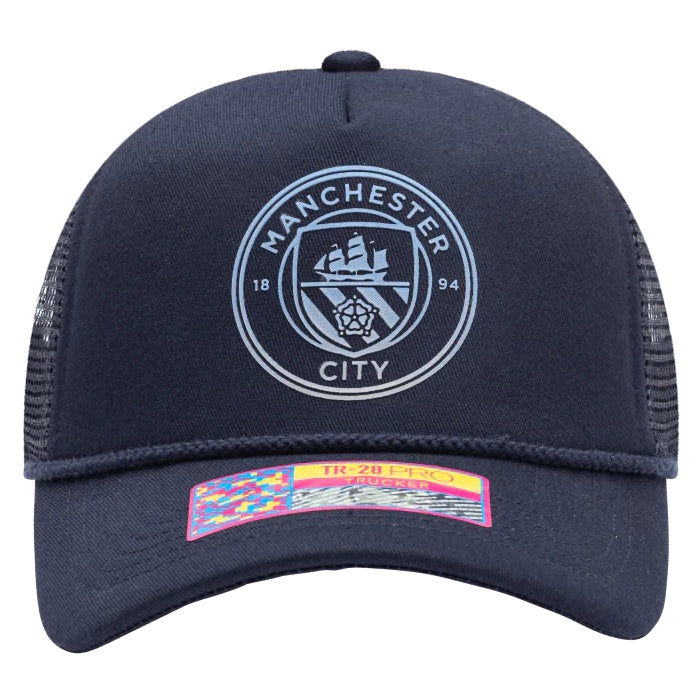 FI Collection Manchester City Atmosphere Trucker Hat - Navy (Front)