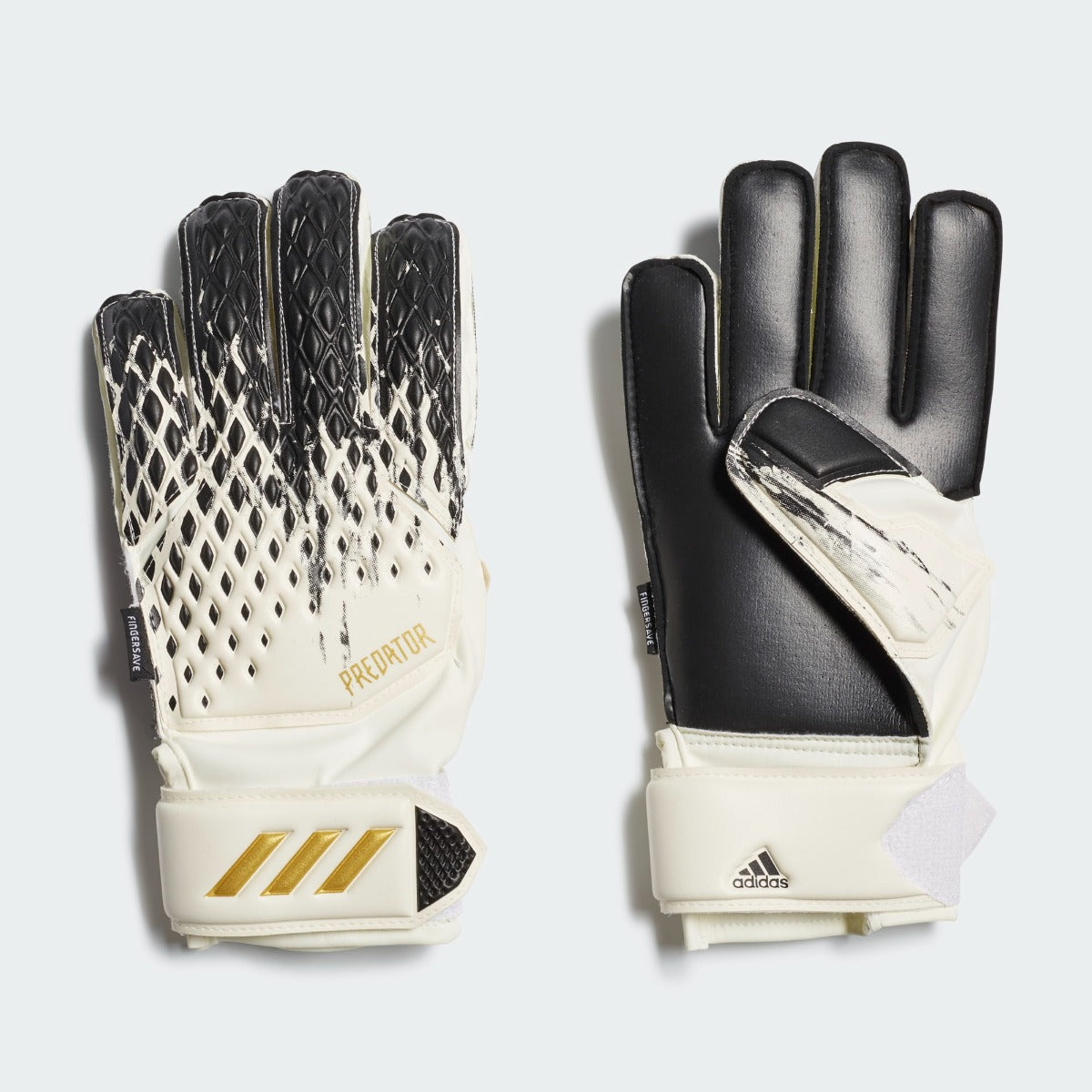 Adidas JR Predator 20 Match Fingersave GK Gloves - White-Black-Gold