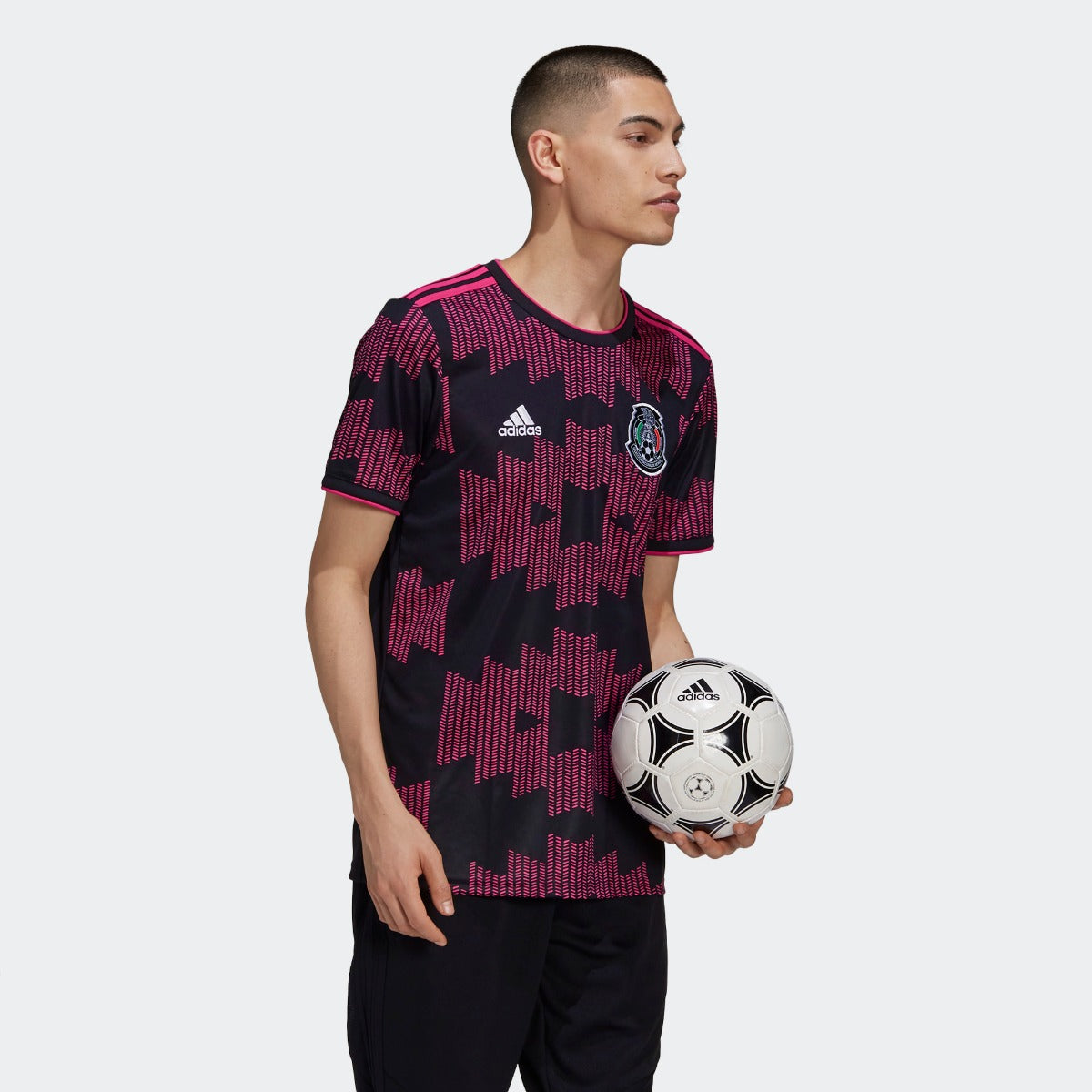 Adidas 2021-2022 Mexico Home Jersey - Black-Real Magenta (Model - Front 2)