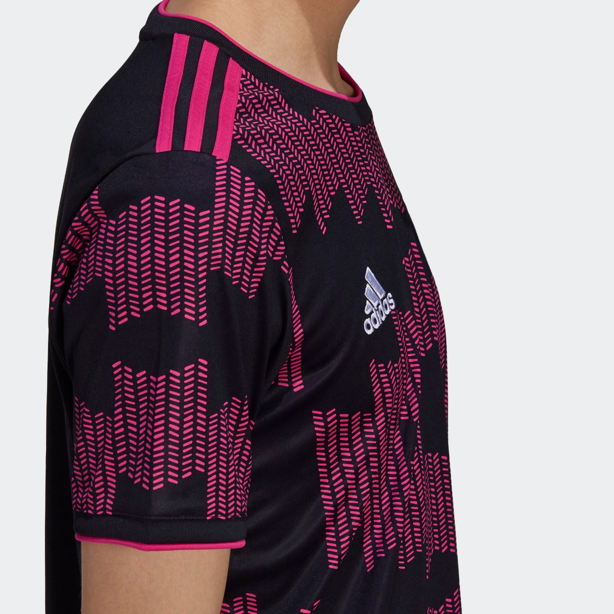 Adidas 2021-2022 Mexico Home Jersey - Black-Real Magenta (Detail 2)