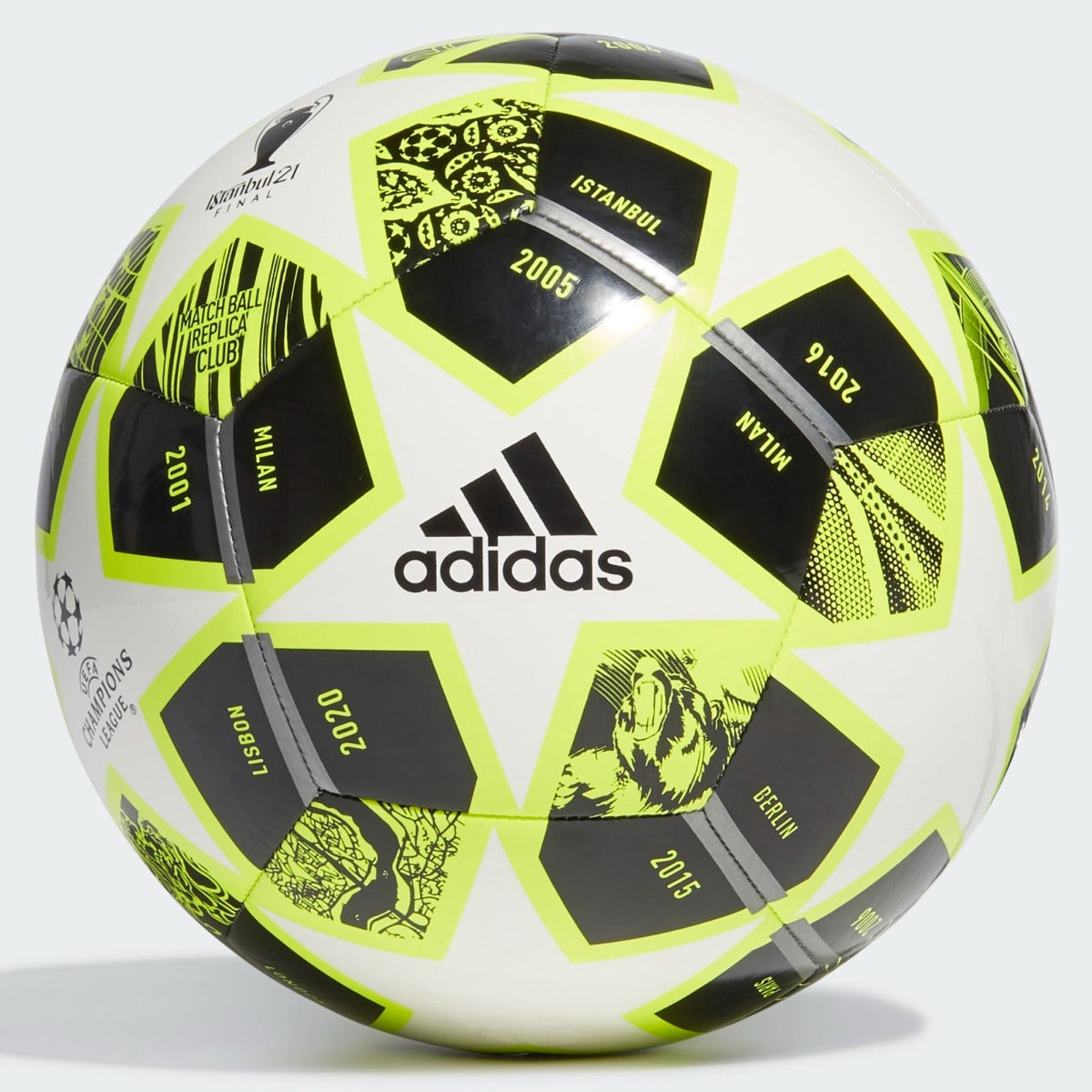  Adidas Finale 21 20TH Anniversary UCL Club Ball - Solar Yellow-White-Black (Front)