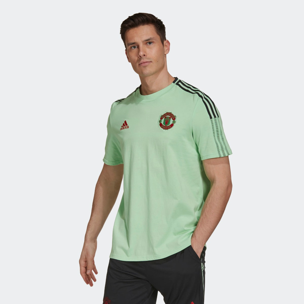 Adidas 2021 Manchester United Tee Shirt - Glory Mint (Model - Front 1)