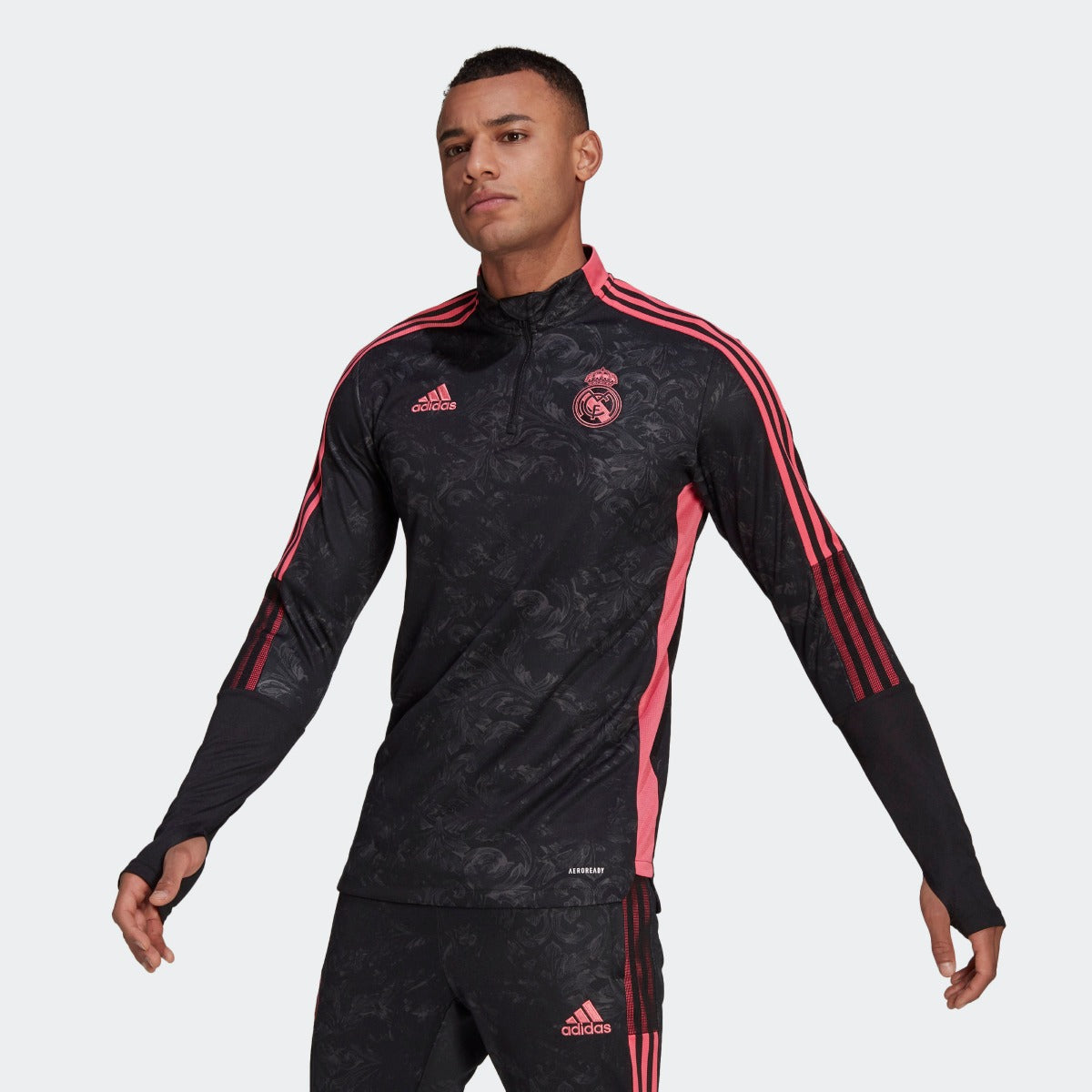 Adidas 2020-21 Real Madrid AOP Training Top - Black-Pink