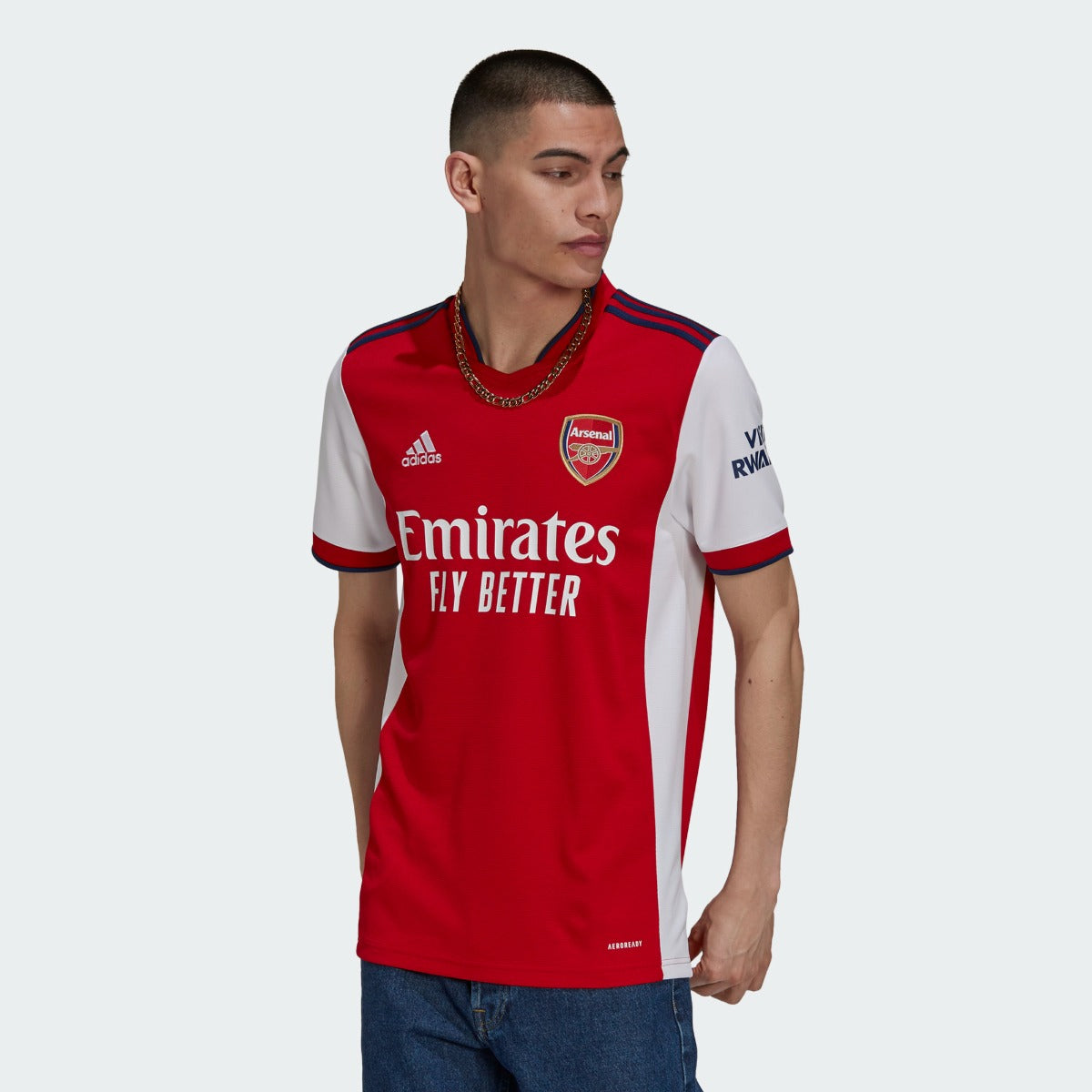 Adidas 2021-22 Arsenal Home Jersey - Red-Navy (Model - Front)
