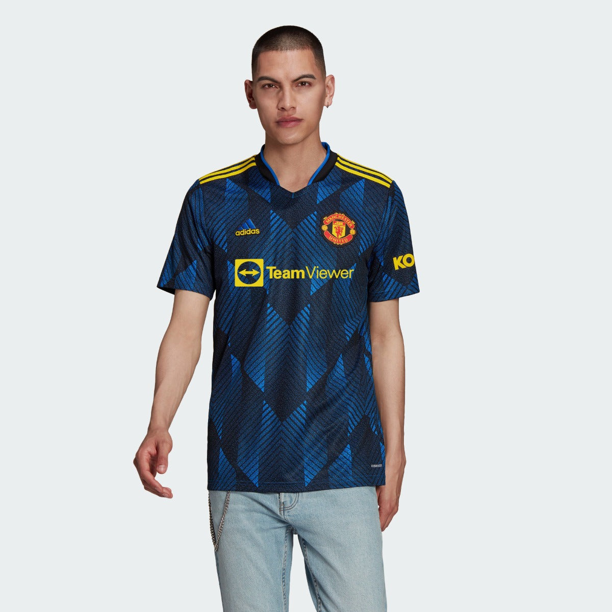 Adidas Manchester United Men's Jersey Blue Red Yellow Soccer Football NEW  GM4616