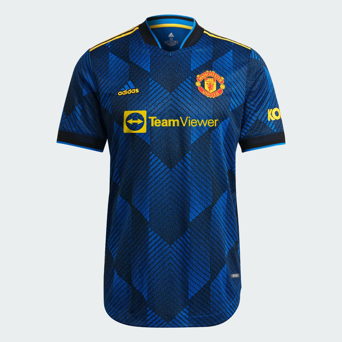 Adidas 2021-22 Manchester United Third Authentic Jersey - Glow Blue-Yellow (Front)