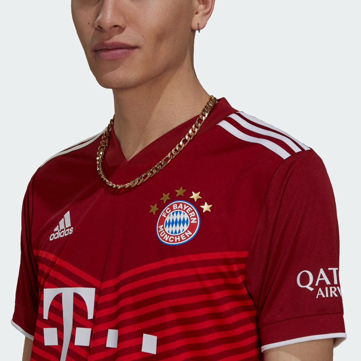 Adidas 2021-22 Bayern Munich Home Jersey - True Red (Detail 1)