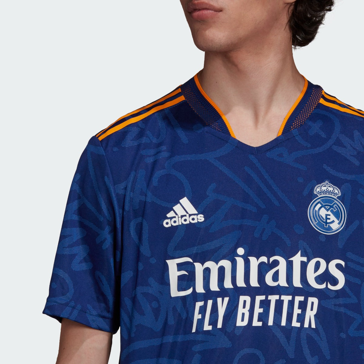 Adidas 2021-22 Real Madrid Authentic Away Jersey - Victory Blue (Detail 1)