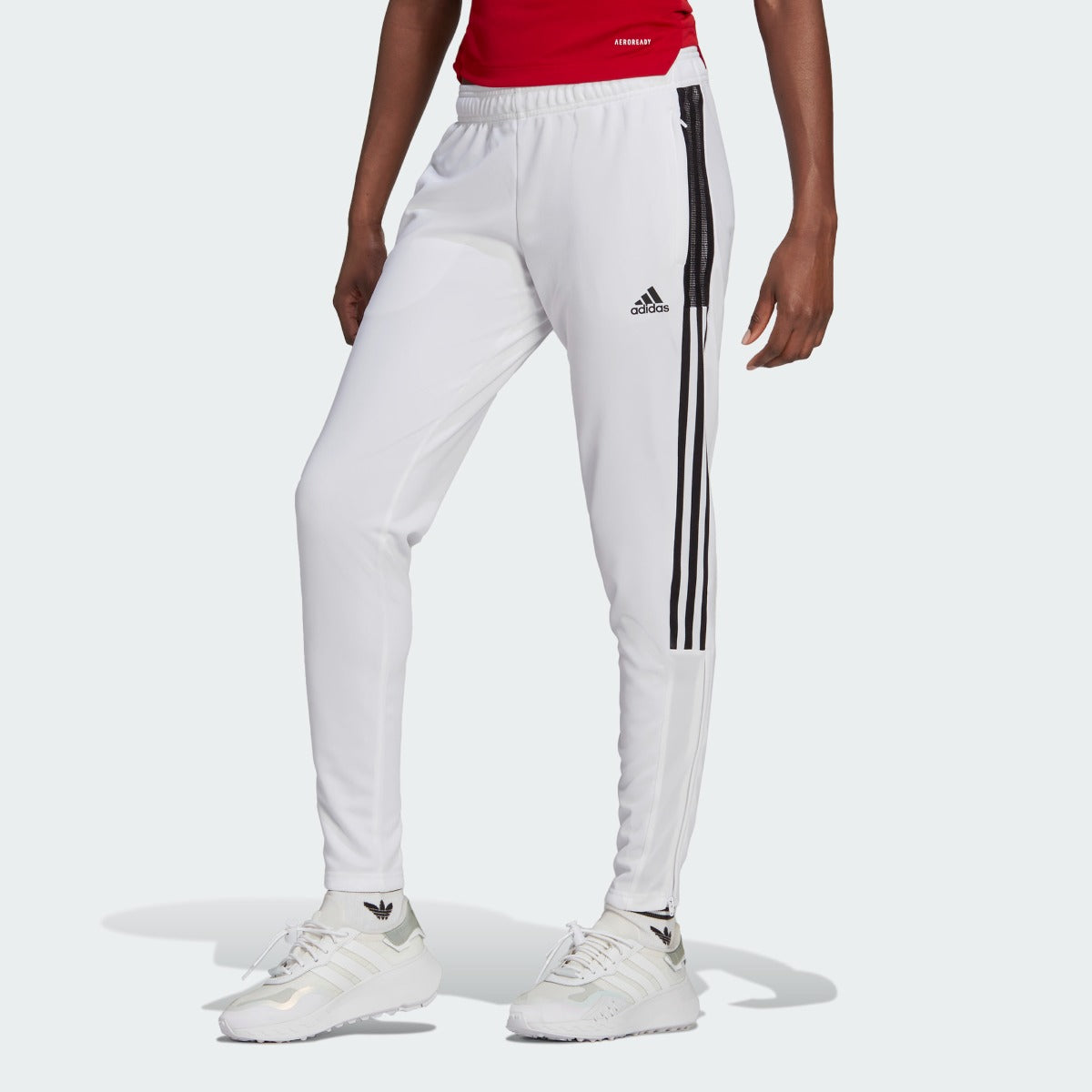 Adidas Women Tiro Track Pants - White-Black (Model - Front)