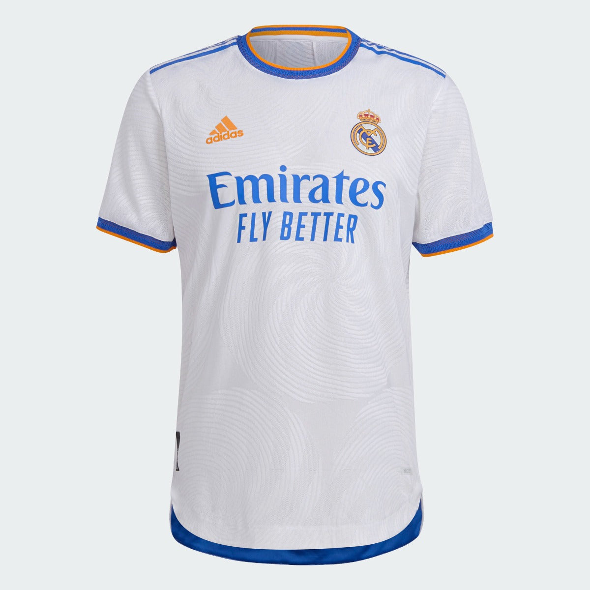 Adidas 2021-22 Real Madrid Home Authentic Jersey  - White-Blue-Orange (Front)