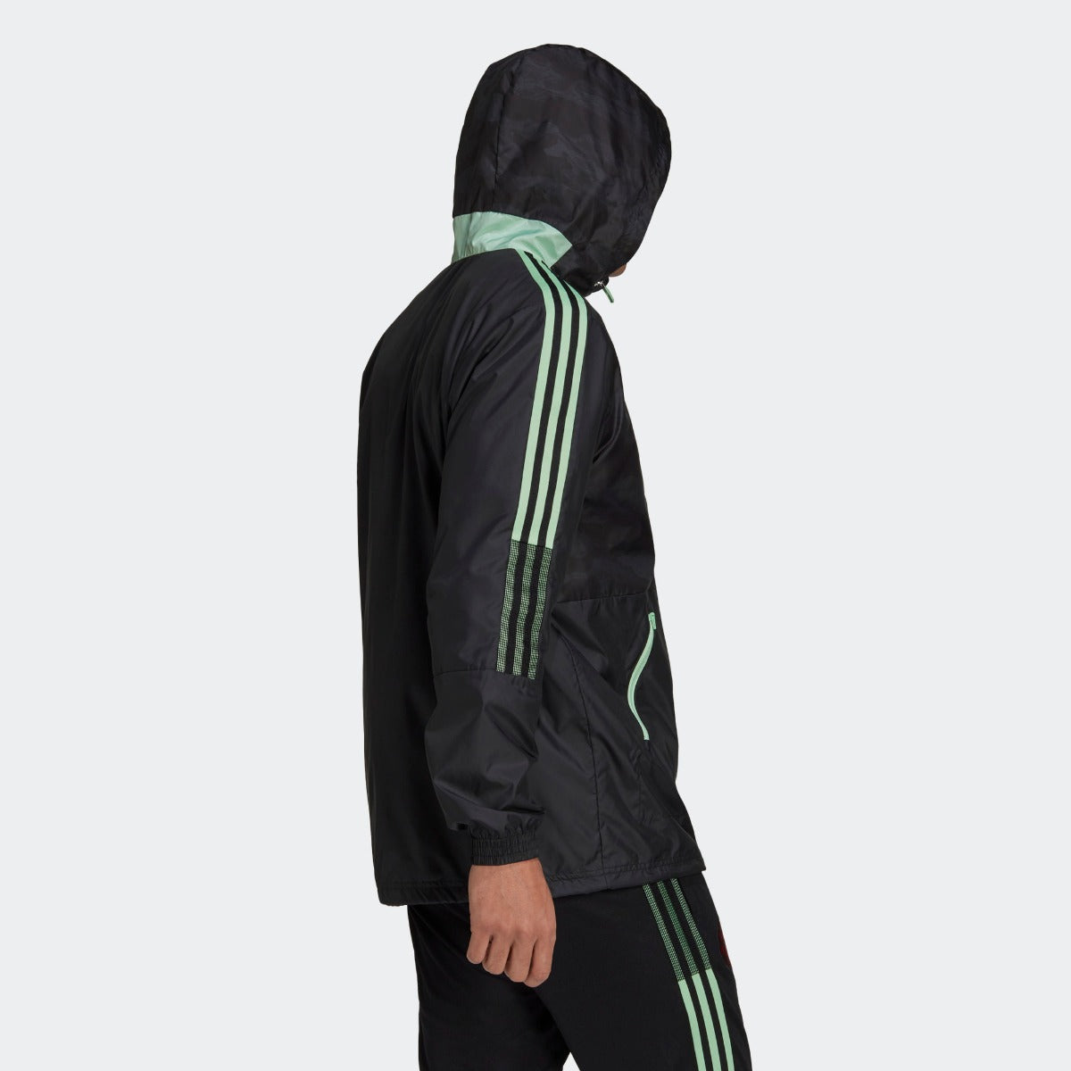 Adidas 2021 Manchester United Windbreaker Jacket - Black (Model Side 1)