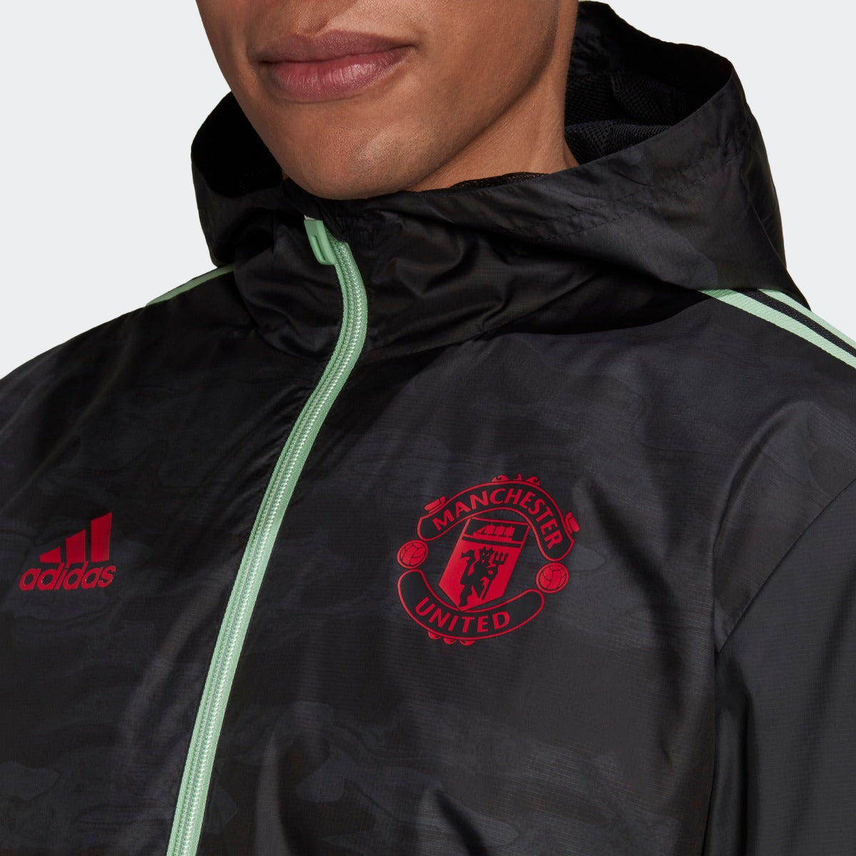 Adidas 2021 Manchester United Windbreaker Jacket - Black (Detail 1)