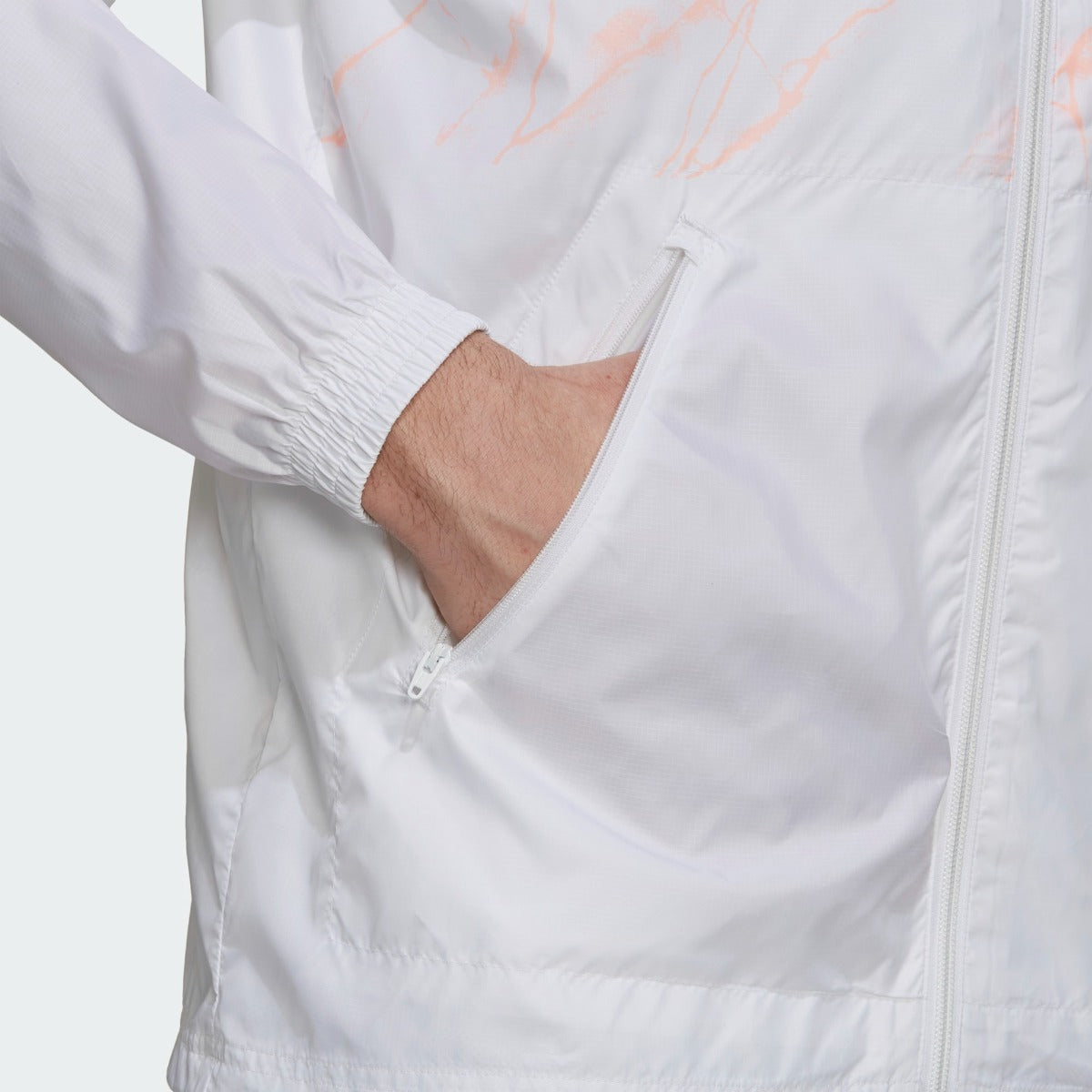 Adidas 2021 Arsenal Windbreaker Jacket - White-Light Orange (Detail 2)