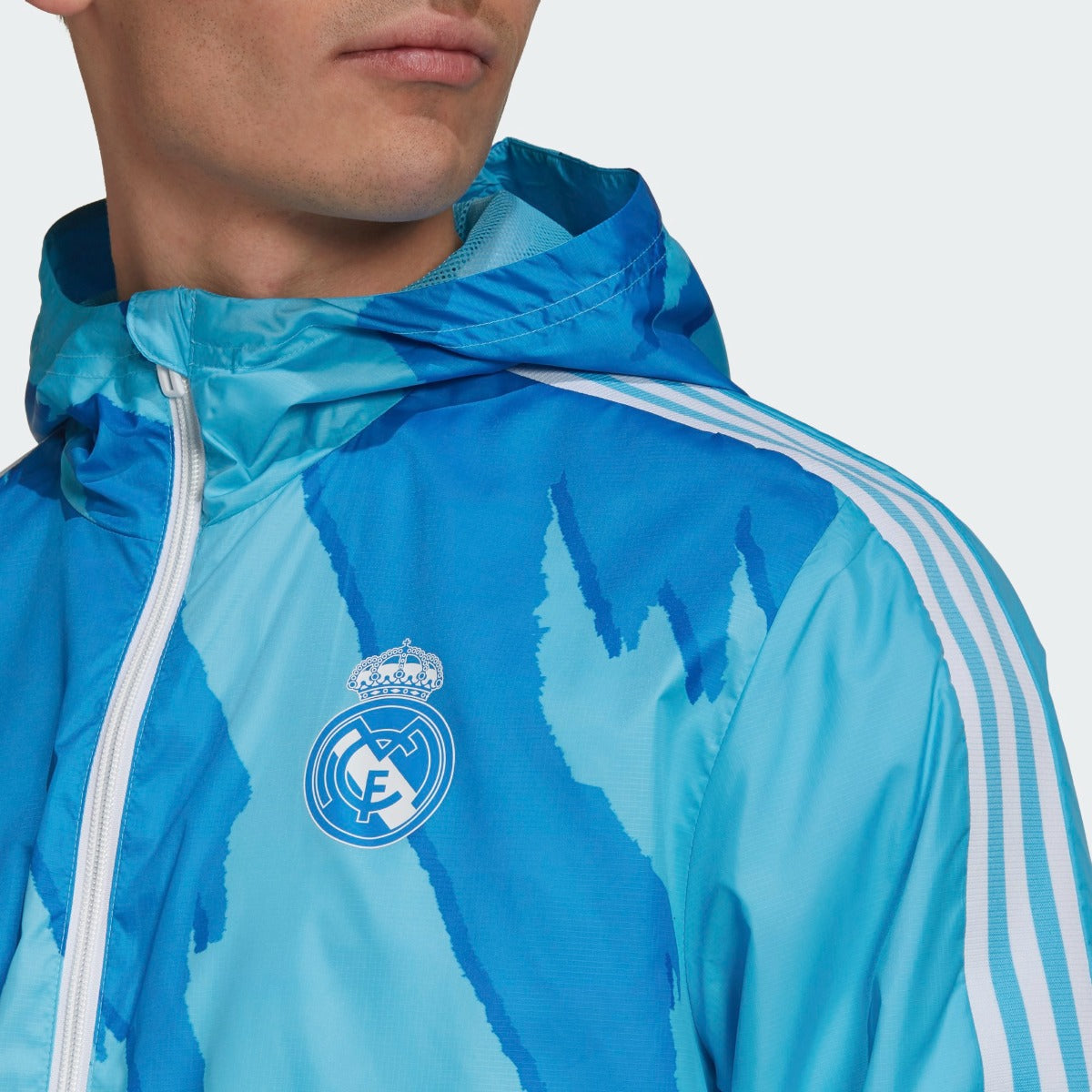Adidas 2021 Real Madrid Windbreaker Jacket - Bright Cyan (Detail 1)