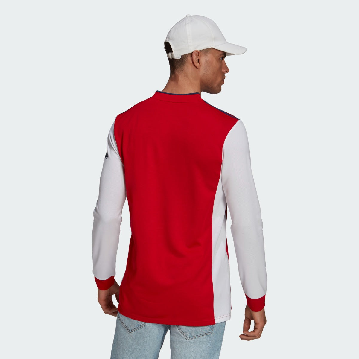 Adidas 2021-22 Arsenal Home Long-Sleeve Jersey - Scarlet-White (Model - Back)