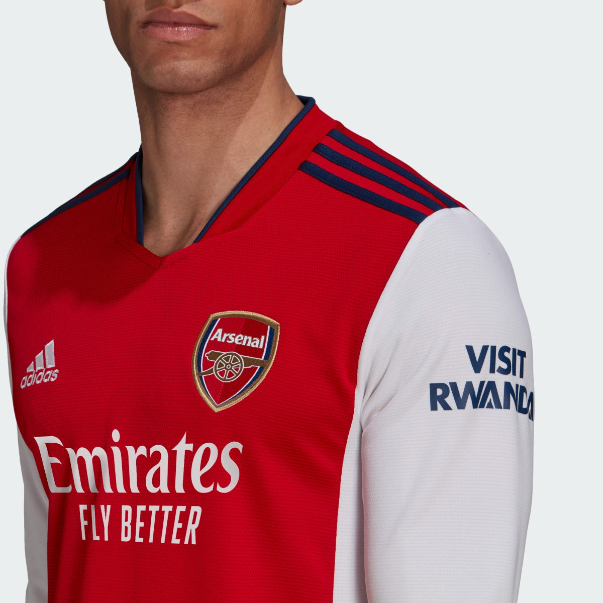 Adidas 2021-22 Arsenal Home Long-Sleeve Jersey - Scarlet-White (Detail 1)