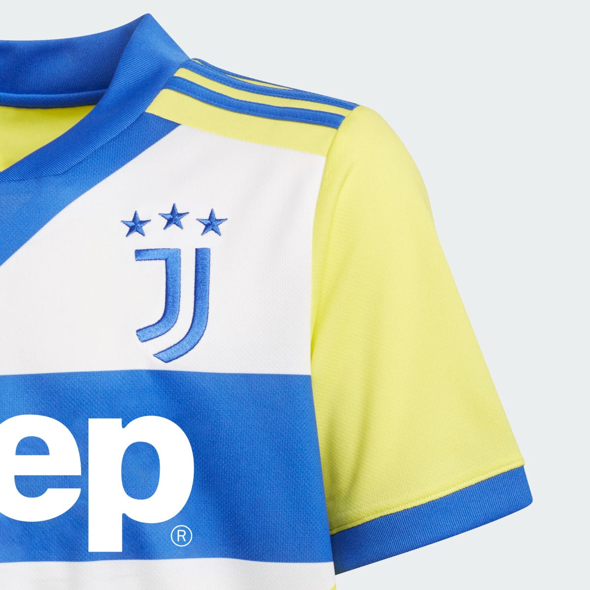 Adidas 2021-22 Juventus Youth Third Jersey - Shock Yellow-Blue (Detail 1)