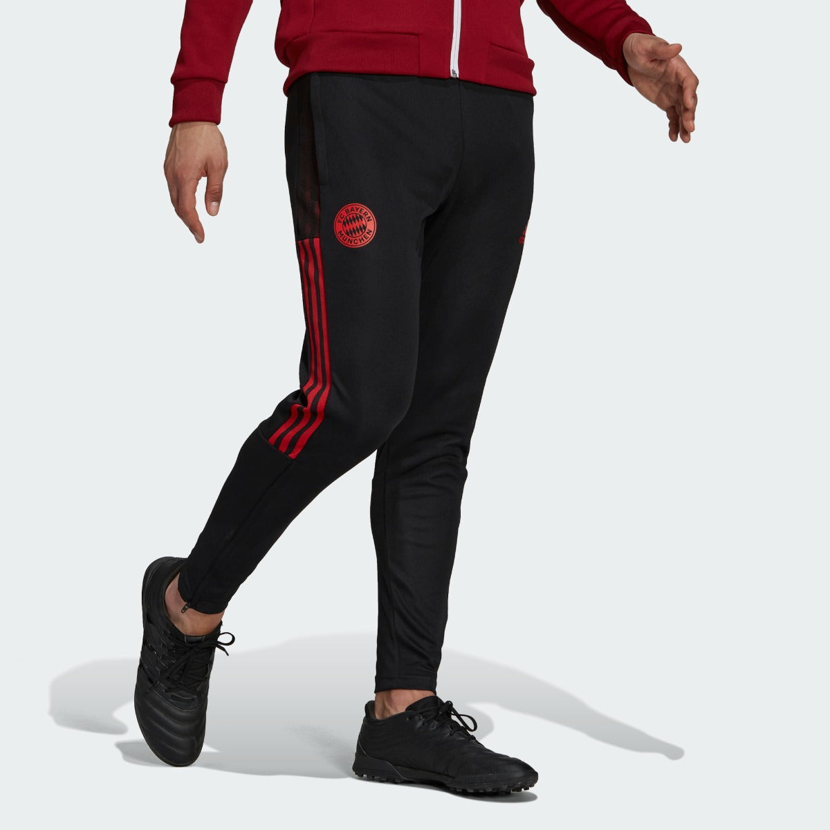 Adidas 2021-22 Bayern Munich Training Pants - Black-Red (Model - Front)