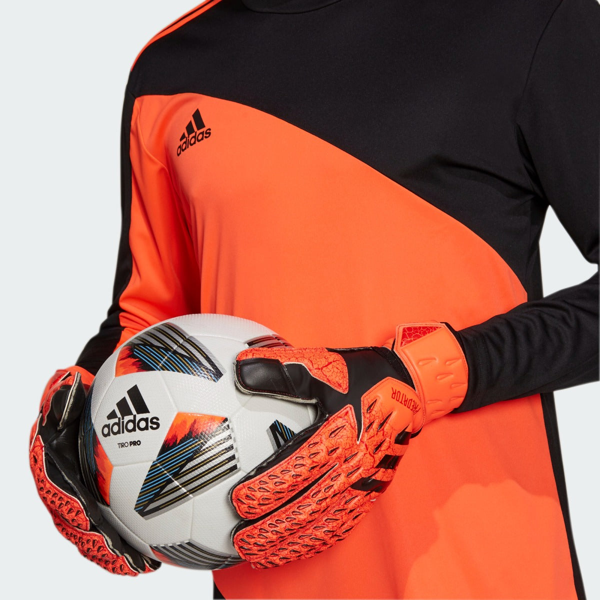 Adidas Predator Match Fingersave Goalkeeper Gloves - Solar Red-Black (Model 2)