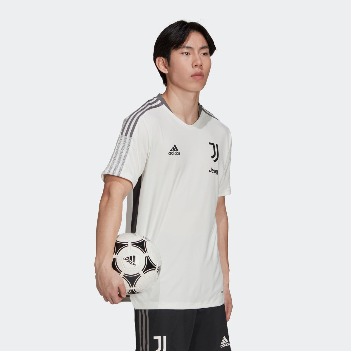 Adidas 2021-22 Juventus Training Jersey - White-Grey (Model - Side)