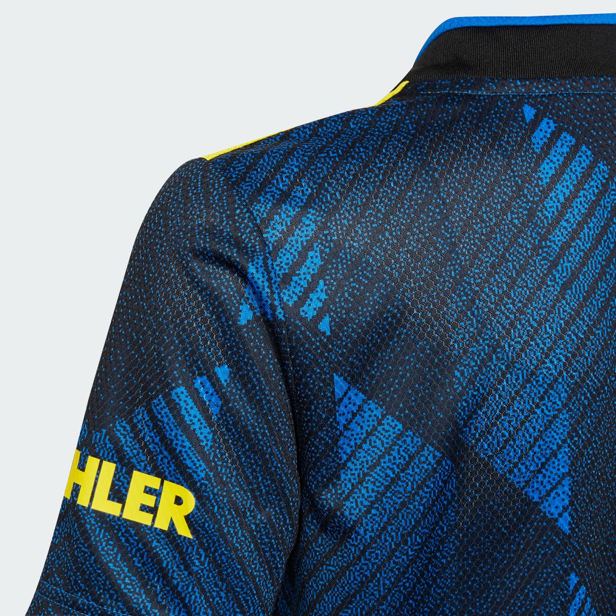 Adidas 2021-22 Manchester United Youth Third Jersey - Glow Blue-Yellow (Detail 2)