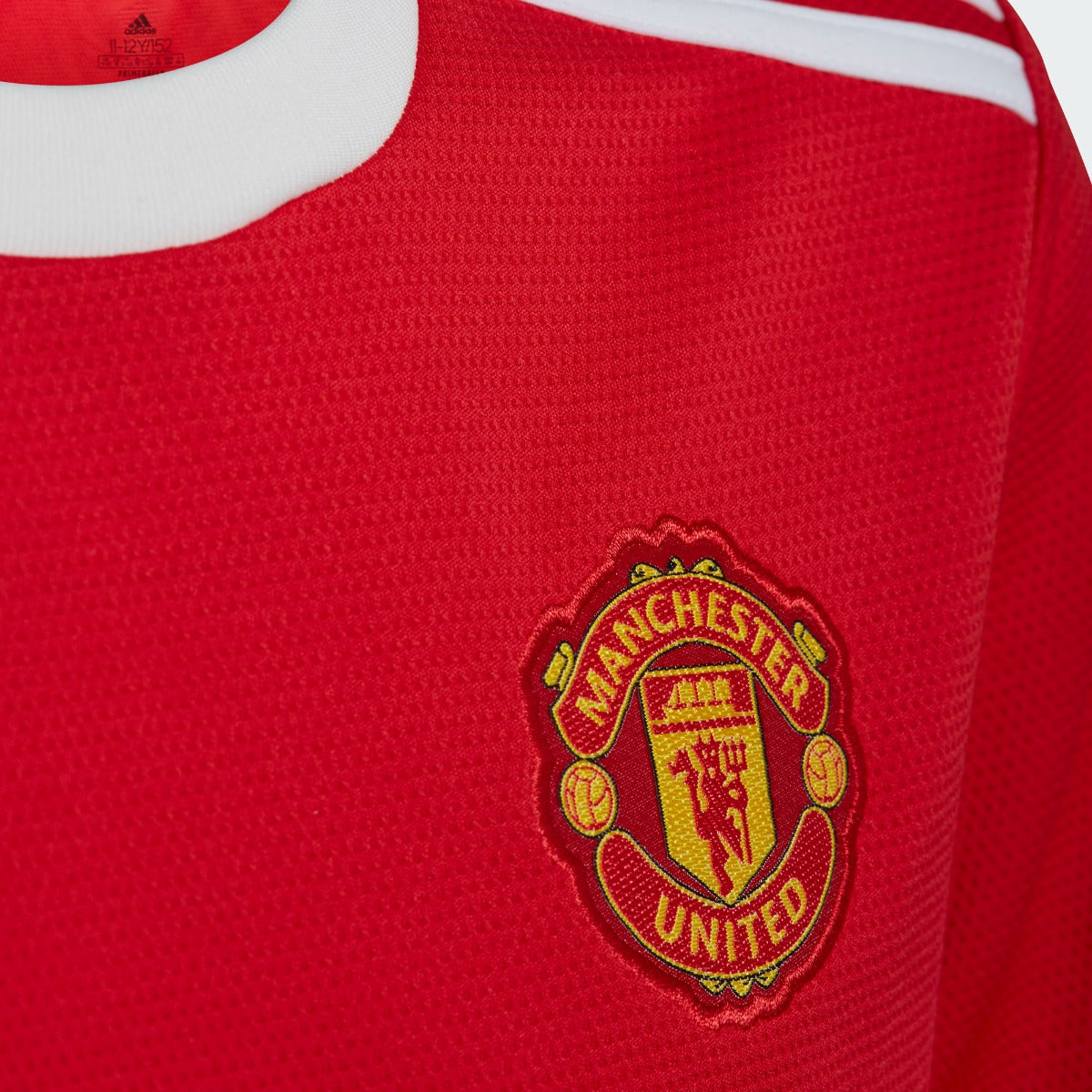 Adidas 2021-22 Manchester United Youth Home Jersey - Red-White (Detail 1)